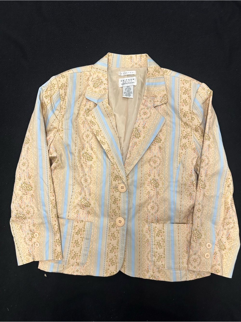 Vintage y2k John Paul Richard Cream & Light Blue Striped Blazer-
